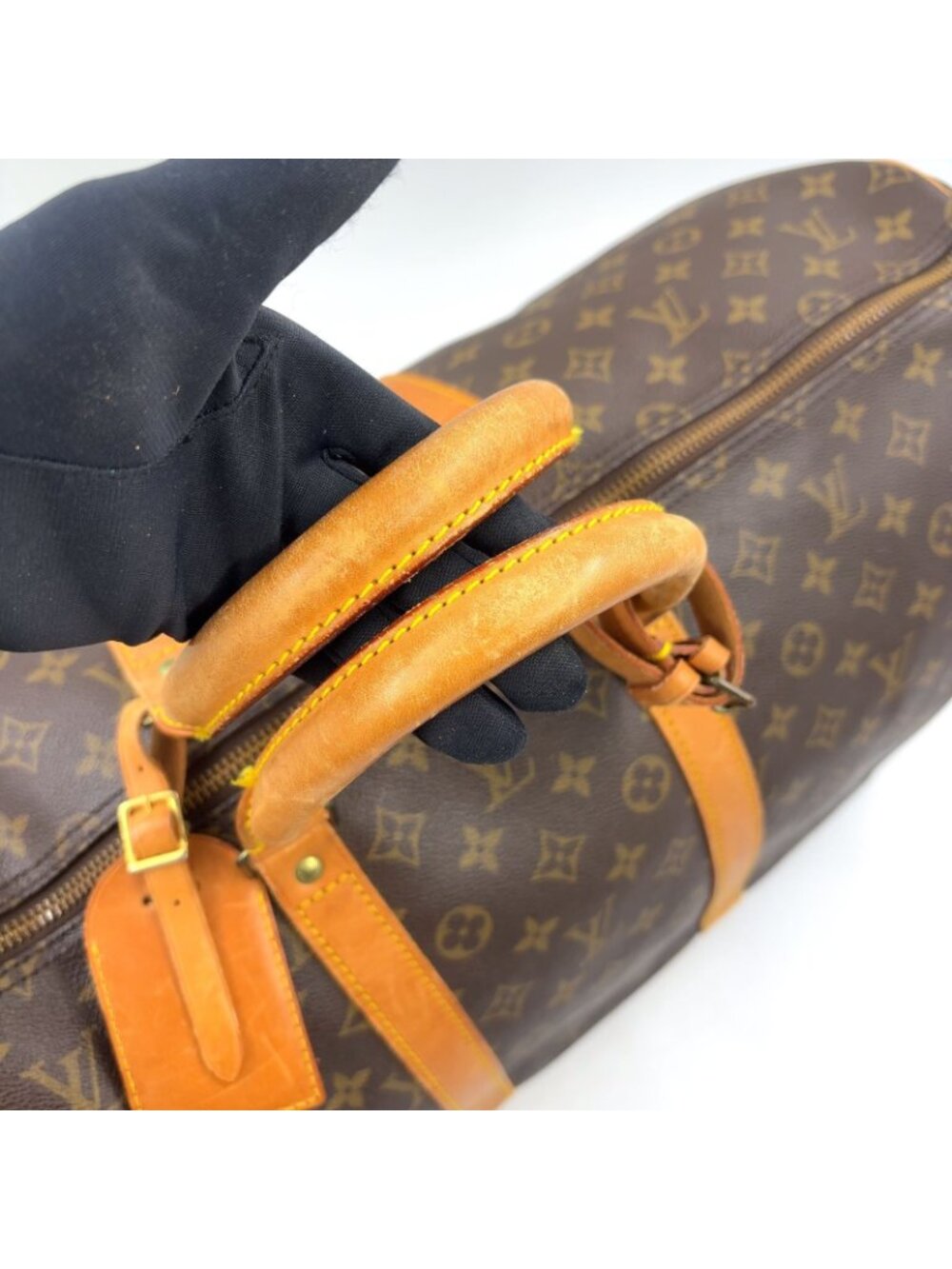 Louis Vuitton Keepall Bandouliere 55 Monogram Leather Brown Boston Bag Gold - Picture 6 of 15